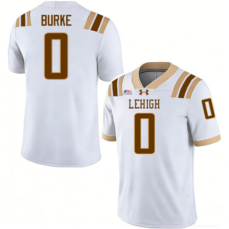 Lehigh Mountain Hawks #0 TJ Burke College Football Jerseys,Uniforms-White